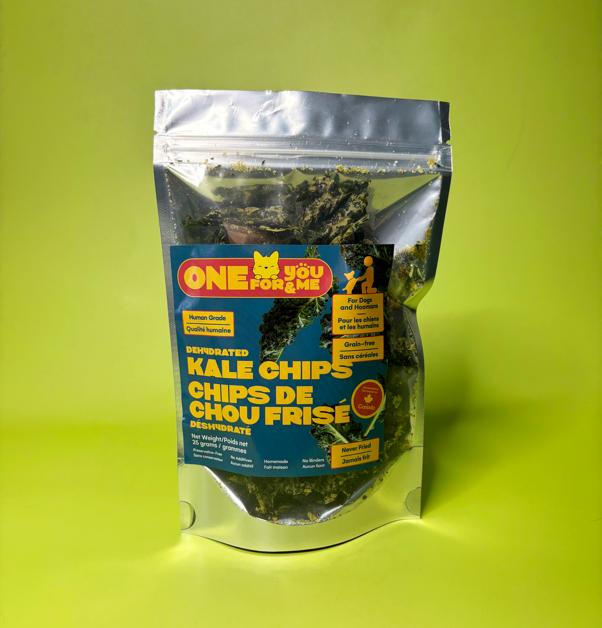 Dehydrated kale chips for dogs and humans by Eva's Basket